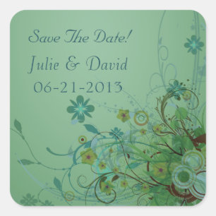 Modern Floral Zee Green Save the Date Vierkante Sticker