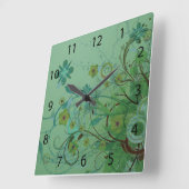 Modern Floral Zee Green Vierkante Klok (Hoek)