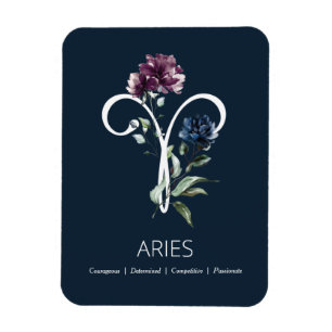 Modern Floral Zodiac Star Sign Aries Magneet