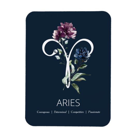 Modern Floral Zodiac Star Sign Aries Magneet (Verticaal)