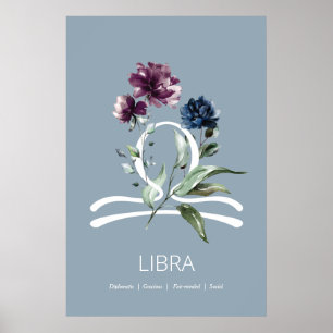 Modern Floral Zodiac Star Sign Poster