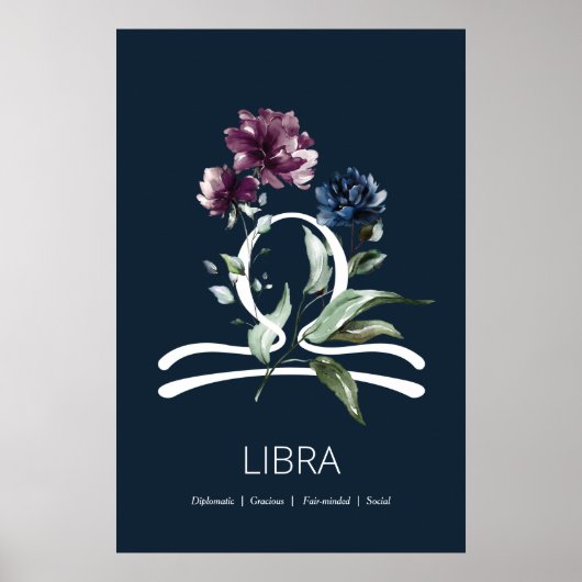 Modern Floral Zodiac Star Sign Poster (Voorkant)