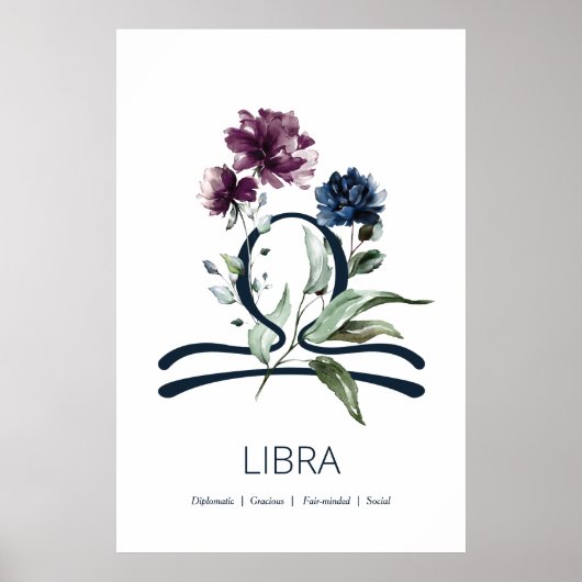 Modern Floral Zodiac Star Sign Poster (Voorkant)