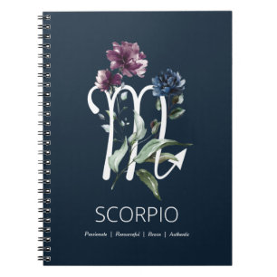 Modern Floral Zodiac Star Sign Scorpio Notitieboek