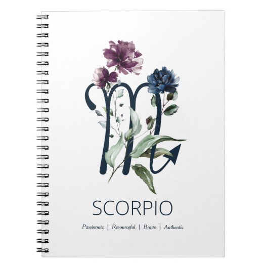 Modern Floral Zodiac Star Sign Scorpio Notitieboek (Voorkant)