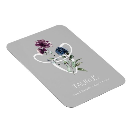 Modern Floral Zodiac Star Sign Taurus Magneet (Rechterzijde)