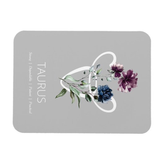 Modern Floral Zodiac Star Sign Taurus Magneet (Horizontaal)