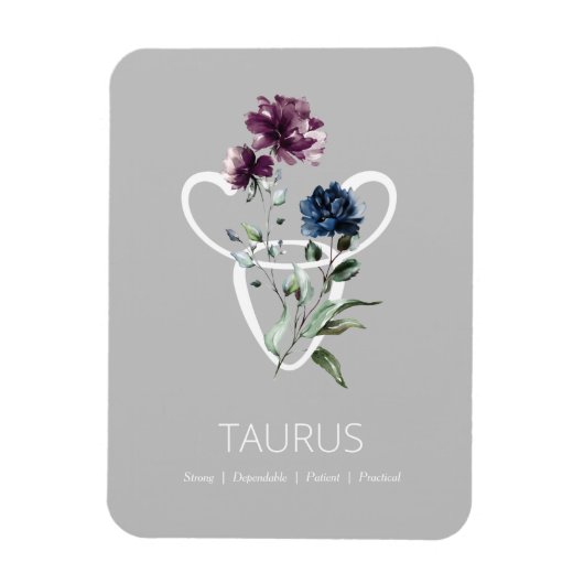 Modern Floral Zodiac Star Sign Taurus Magneet (Verticaal)