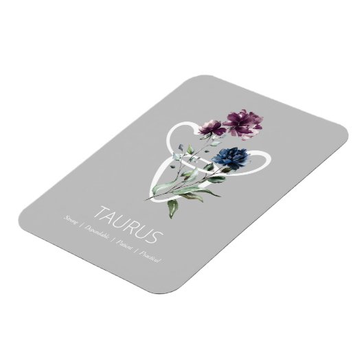 Modern Floral Zodiac Star Sign Taurus Magneet (Linkerzijde)