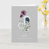 Modern Floral Zodiac sterrenbeeld Leo Verjaardag K Kaart (Gele Bloem)