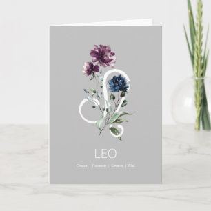 Modern Floral Zodiac sterrenbeeld Leo Verjaardag K Kaart