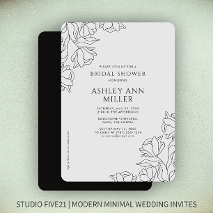 Modern Floral Zwart Onyx Bruiloft Vrijgezellenfees Kaart