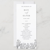 Modern Floral Zwart-Wit Huwelijksprogramma (Voorkant)