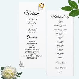 Modern Floral Zwart & Wit Huwelijksprogramma