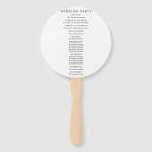 Modern Floral Zwart-Wit Huwelijksprogramma Handwaaier (Achterkant)