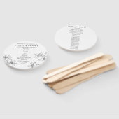 Modern Floral Zwart-Wit Huwelijksprogramma Handwaaier (Niet-gemonteerd)