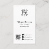 Modern florale designer plant white logo qr code visitekaartje (Achterkant)
