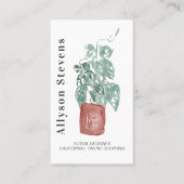 Modern florale designer plant white logo qr code visitekaartje (Voorkant)