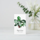 Modern florale designer plant white logo qr code visitekaartje (Staand voorkant)