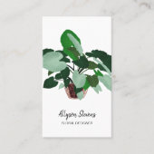 Modern florale designer plant white logo qr code visitekaartje (Voorkant)