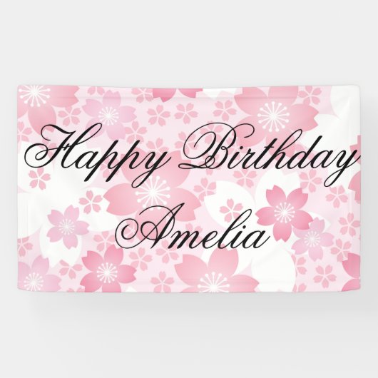 modern, floreel, schattig, trendy, meisje, roze, b spandoek (Horizontaal)