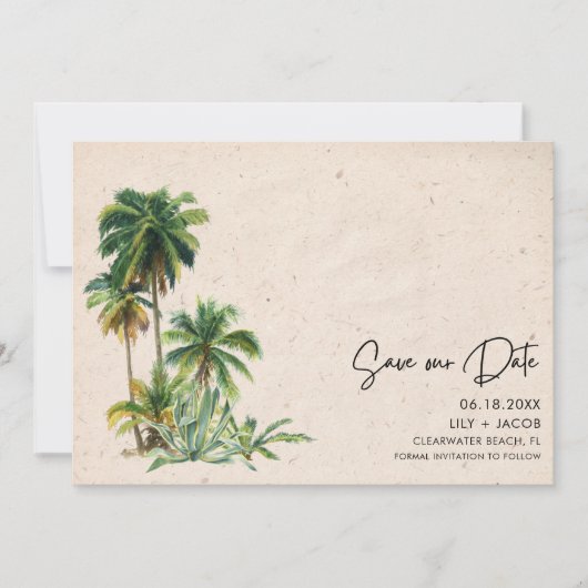 Modern Florida Beach Photo Wedding Save The Date (Voorkant)
