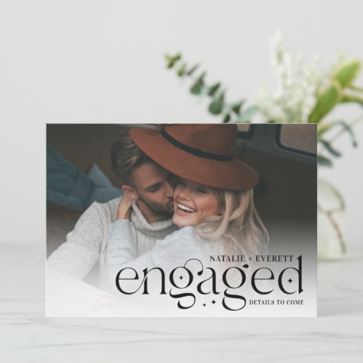 Modern Flourish | Foto-Verloving Aankondiging (Staand voorkant)