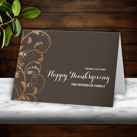 Modern Flourish Happy Thanksgiving Feestdagen Kaart