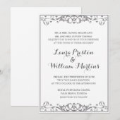 Modern Flourish & Heart Uitnodiging voor een bruil (Voorkant / Achterkant)