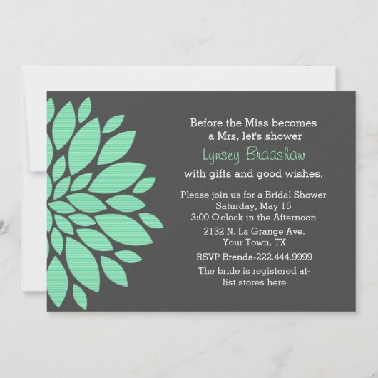 Modern Flower Bridal Shower Kaart (Voorkant)