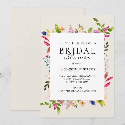 Modern Flower Bridal Shower Kaart (Voorkant / Achterkant)