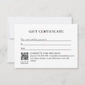 MODERN FLOWER BUSINESS QR CODE GIFT CERTIFICATE  (Achterkant)