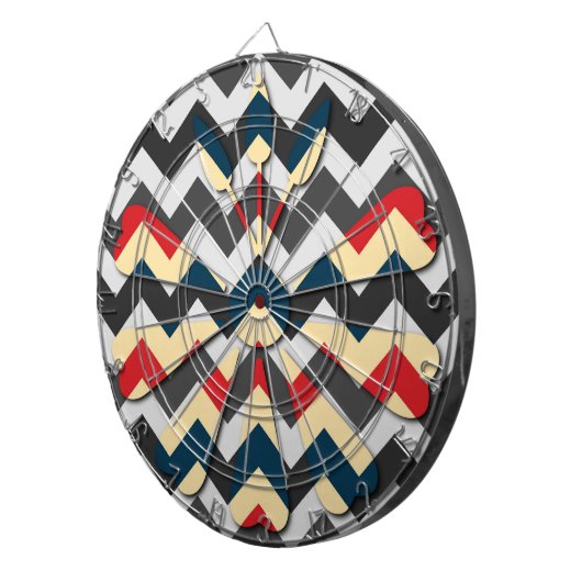 Modern Flower Chevron Zigzag Pattern Dartbord (Voorkant Rechts)