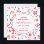 Modern Flower Garden Boho Pink Wedding Invitation Kaart<br><div class="desc">Heldere tuin van moderne roze en oranje waterverf bloemen in een verspreid patroon op een witte achtergrond.  en levendig met een vers Bohemen-gevoel. Een prachtige coördinerende vierkantsuitnodiging die je kunt personaliseren om je eigen viering aan te passen.</div>