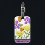 Modern flower Garden Summer Persoonlijk Bagagelabel<br><div class="desc">Modern Flower Garden Summer gepersonaliseerde tas Label.</div>