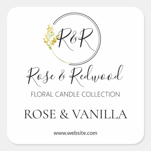Modern Flower Logo White Candle Product Labels (Voorkant)