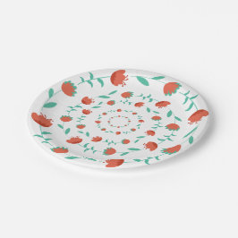 Modern Flower Pattern-Paper Plates Papieren Bordje