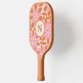 Modern Flower Pink & Sinaasappel Monogram Pickleball Paddle (Links)