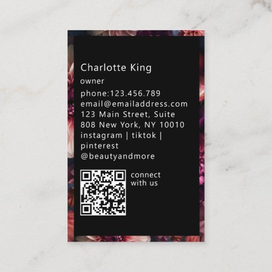 Modern Flower QR Code Visitekaartje (Achterkant)