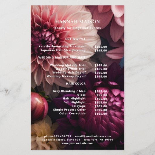 Modern Flower Salon Pricelist Flyer (Voorkant)