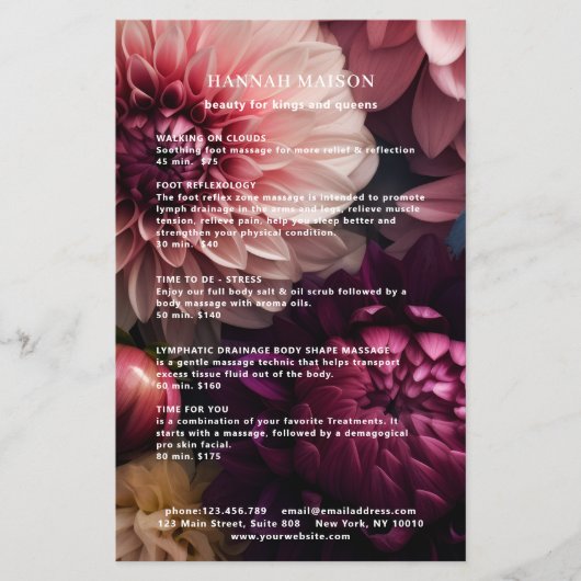 Modern Flower Salon Pricelist Flyer (Voorkant)