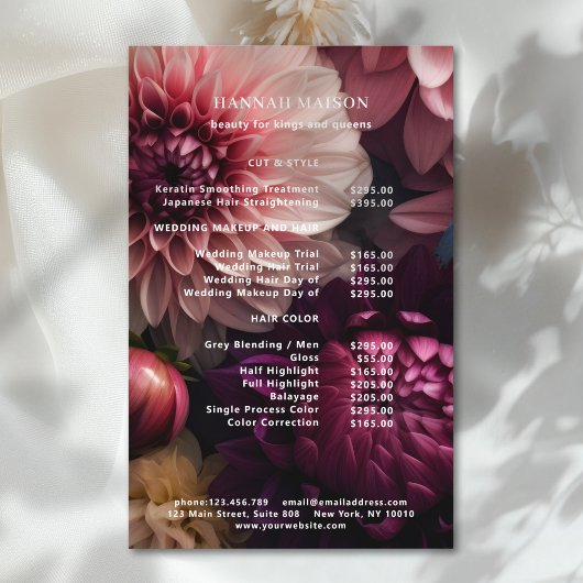 Modern Flower Salon Pricelist Flyer