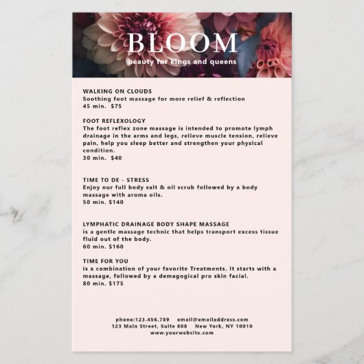 Modern Flower Salon Pricelist QR Code Flyer (Voorkant)