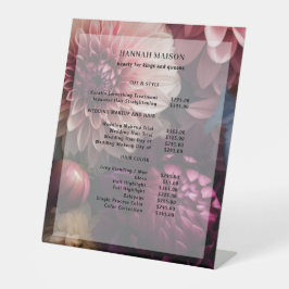 Modern Flower Salon Pricelist Reclamebord Met Voetstuk