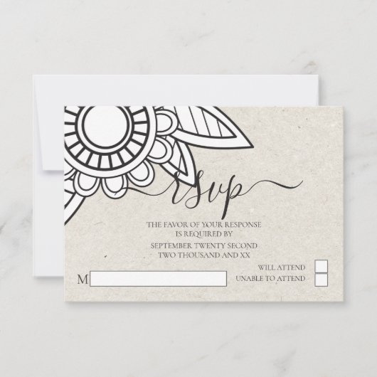 Modern Flower Typography RSVP Wedding Kaart (Voorkant)