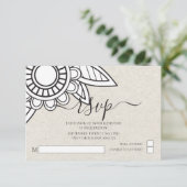 Modern Flower Typography RSVP Wedding Kaart (Staand voorkant)