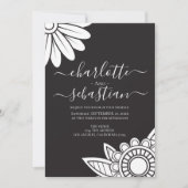 Modern Flower Typography Style Wedding Invitation Save The Date (Voorkant)