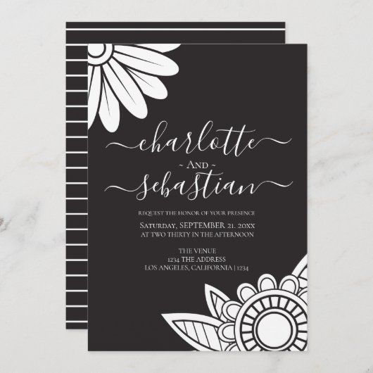 Modern Flower Typography Style Wedding Invitation Save The Date (Voorkant / Achterkant)