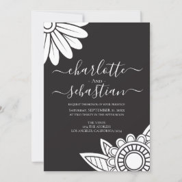 Modern Flower Typography Style Wedding Invitation Save The Date
