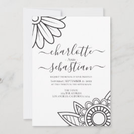 Modern Flower Typography Style Wedding Invitation Save The Date